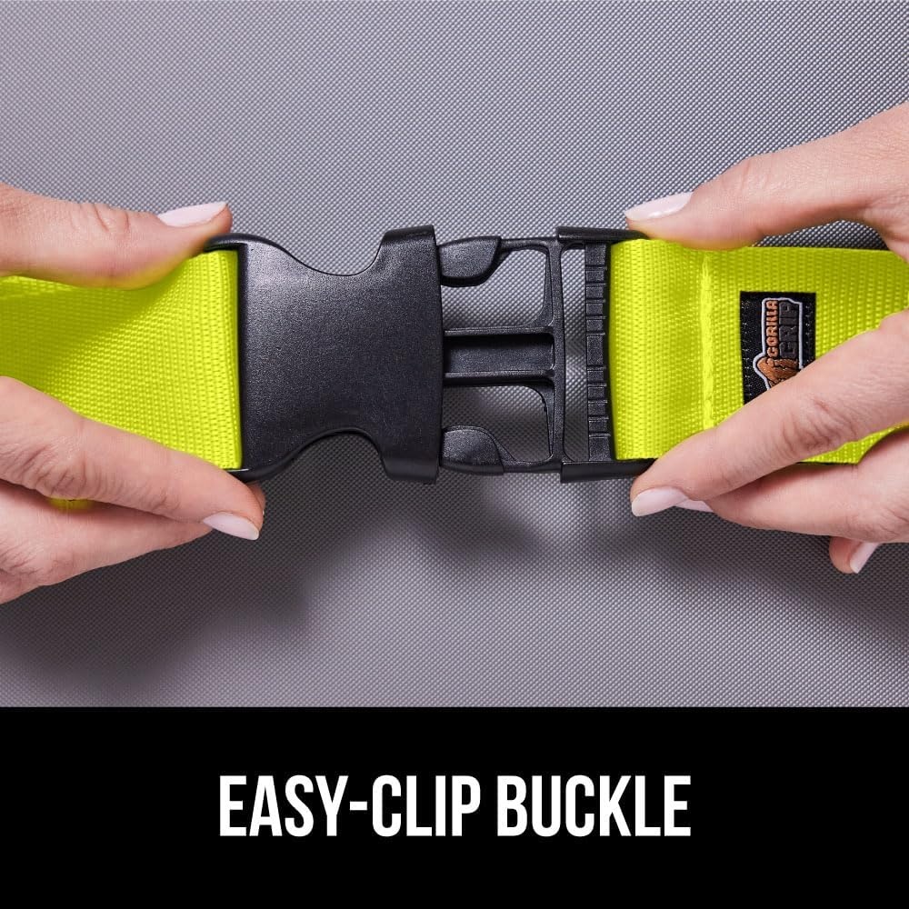image:imageGORILLA GRIP Heavy Duty Adjustable Luggage Straps for Suitcases Easy to Identify Travel Belt Connector Holds Suitcase Together Extends Life of Bag Strap Connects Two Bags Accessories 2 Pack GreenYellow