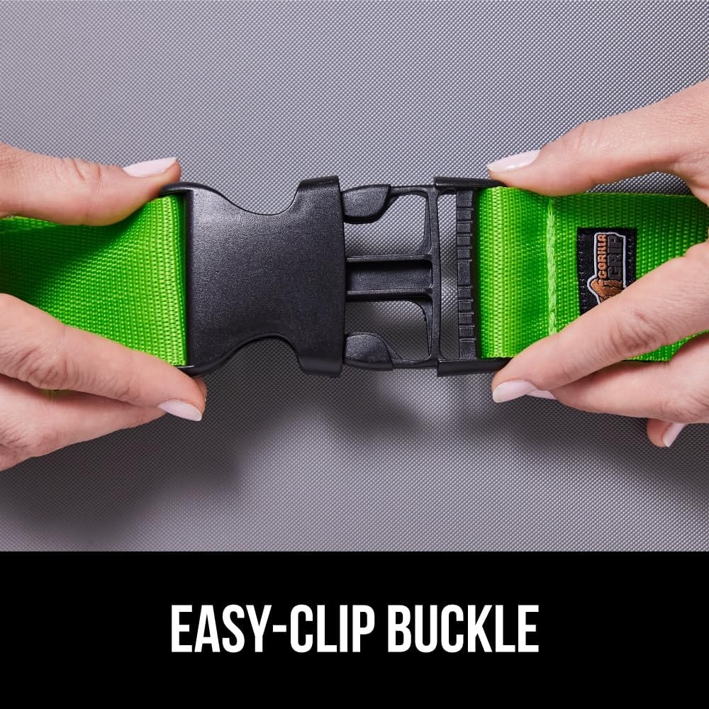 image:imageGORILLA GRIP Heavy Duty Adjustable Luggage Straps for Suitcases Easy to Identify Travel Belt Connector Holds Suitcase Together Extends Life of Bag Strap Connects Two Bags Accessories 2 Pack GreenGreenOrange