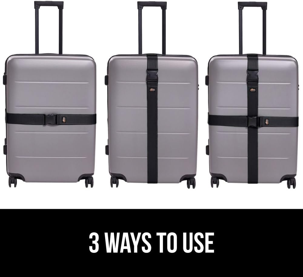 image:imageGORILLA GRIP Heavy Duty Adjustable Luggage Straps for Suitcases Easy to Identify Travel Belt Connector Holds Suitcase Together Extends Life of Bag Strap Connects Two Bags Accessories 2 Pack GreenBlack