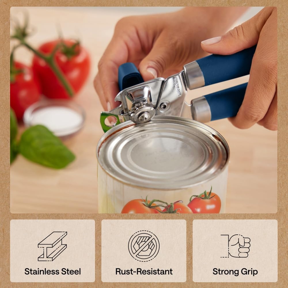 image:imageGORILLA GRIP Heavy Duty Stainless Steel Smooth Edge Manual Can Opener and Bottle Openers US Designed Comfortable Handle Oversized Handheld Turn Knob Multifunctional Kitchen Tool BlackBlue