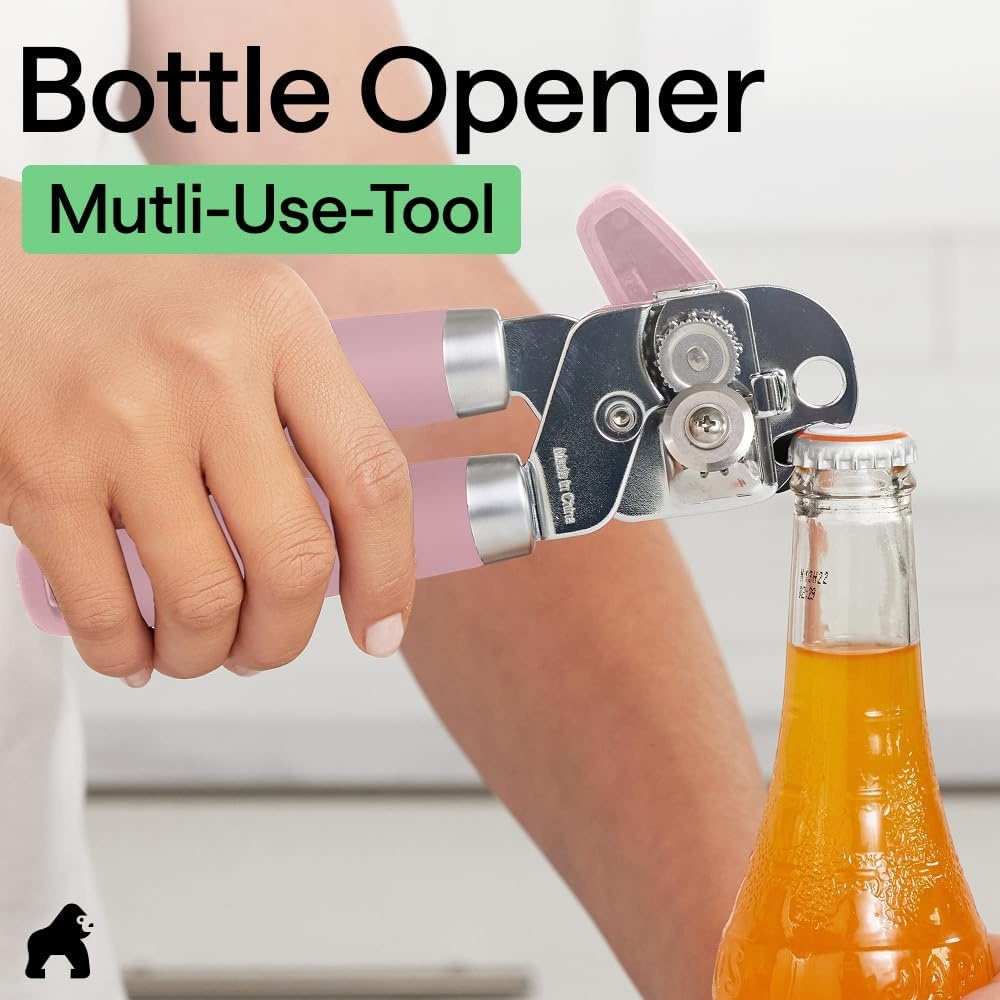 image:imageGORILLA GRIP Heavy Duty Stainless Steel Smooth Edge Manual Can Opener and Bottle Openers US Designed Comfortable Handle Oversized Handheld Turn Knob Multifunctional Kitchen Tool BlackPink