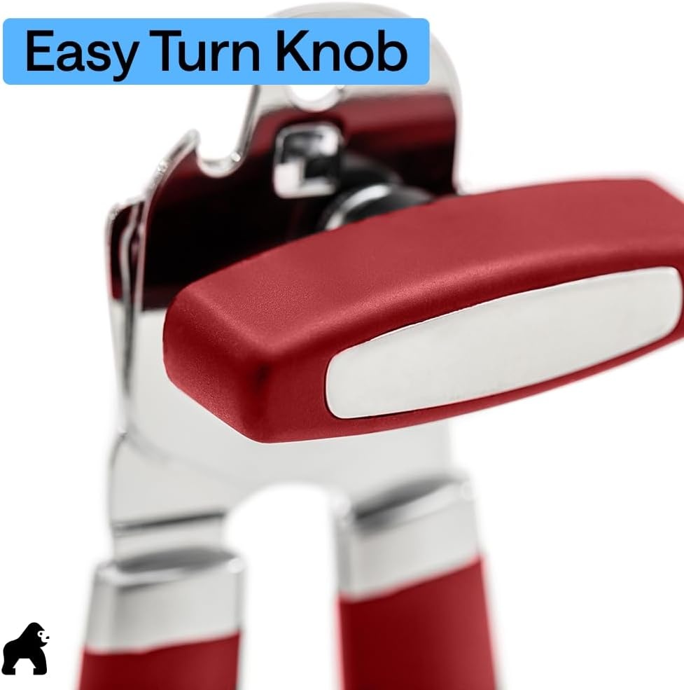 image:imageGORILLA GRIP Heavy Duty Stainless Steel Smooth Edge Manual Can Opener and Bottle Openers US Designed Comfortable Handle Oversized Handheld Turn Knob Multifunctional Kitchen Tool BlackRed