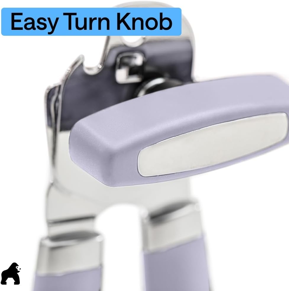image:imageGORILLA GRIP Heavy Duty Stainless Steel Smooth Edge Manual Can Opener and Bottle Openers US Designed Comfortable Handle Oversized Handheld Turn Knob Multifunctional Kitchen Tool BlackLavender