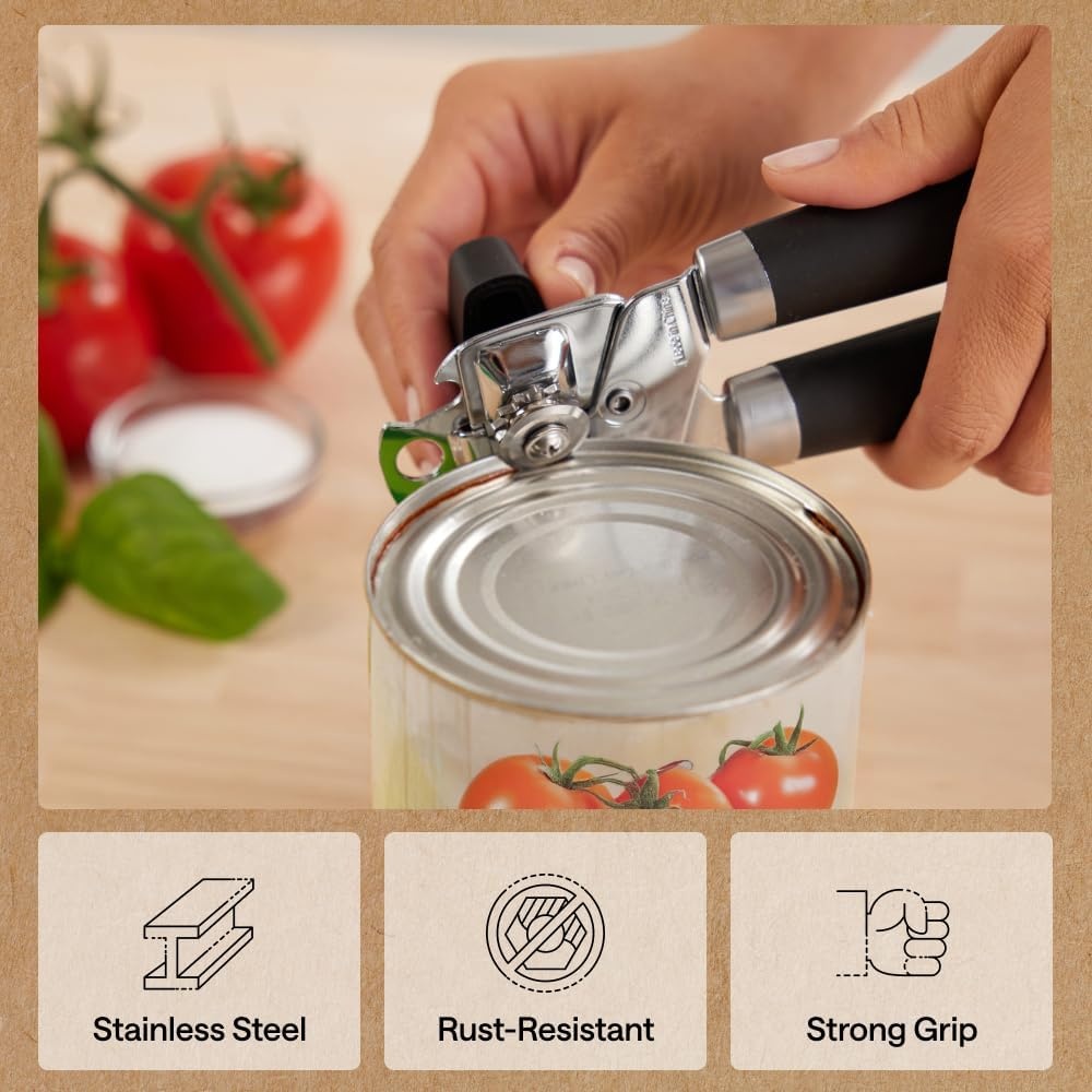 image:imageGORILLA GRIP Heavy Duty Stainless Steel Smooth Edge Manual Can Opener and Bottle Openers US Designed Comfortable Handle Oversized Handheld Turn Knob Multifunctional Kitchen Tool BlackBlack