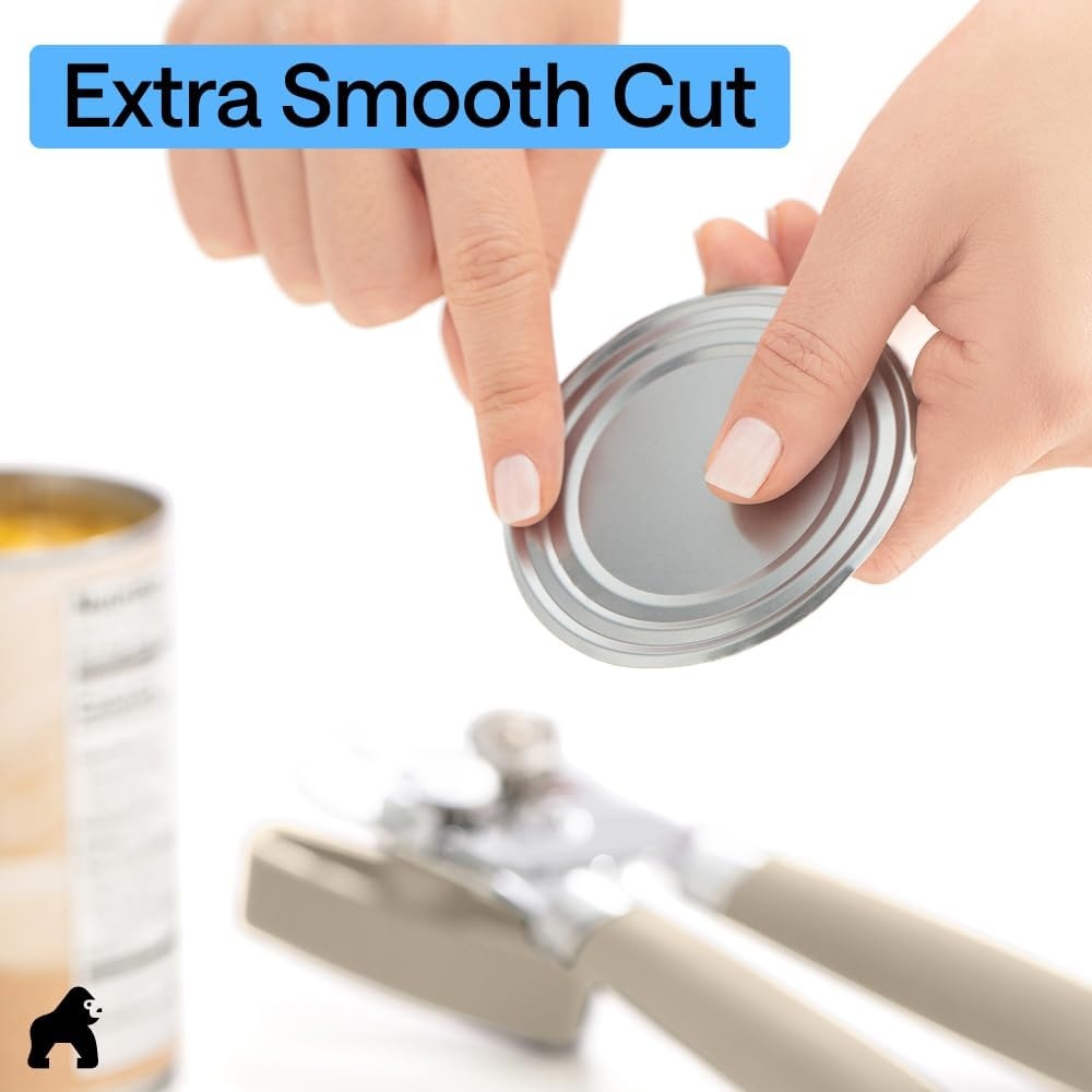 image:imageGORILLA GRIP Heavy Duty Stainless Steel Smooth Edge Manual Can Opener and Bottle Openers US Designed Comfortable Handle Oversized Handheld Turn Knob Multifunctional Kitchen Tool BlackAlmond