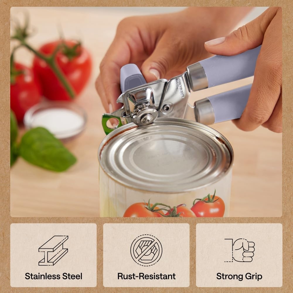 image:imageGORILLA GRIP Heavy Duty Stainless Steel Smooth Edge Manual Can Opener and Bottle Openers US Designed Comfortable Handle Oversized Handheld Turn Knob Multifunctional Kitchen Tool BlackLavender