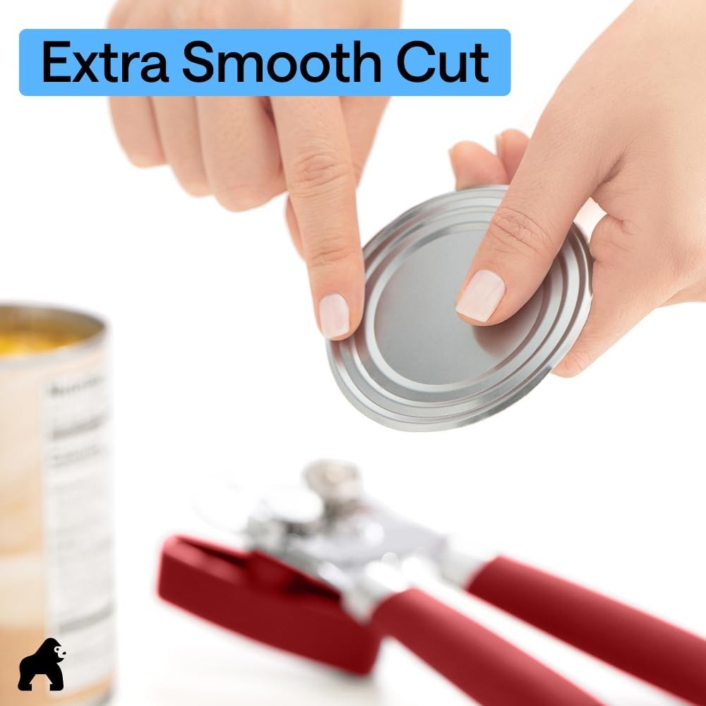 image:imageGORILLA GRIP Heavy Duty Stainless Steel Smooth Edge Manual Can Opener and Bottle Openers US Designed Comfortable Handle Oversized Handheld Turn Knob Multifunctional Kitchen Tool BlackRed
