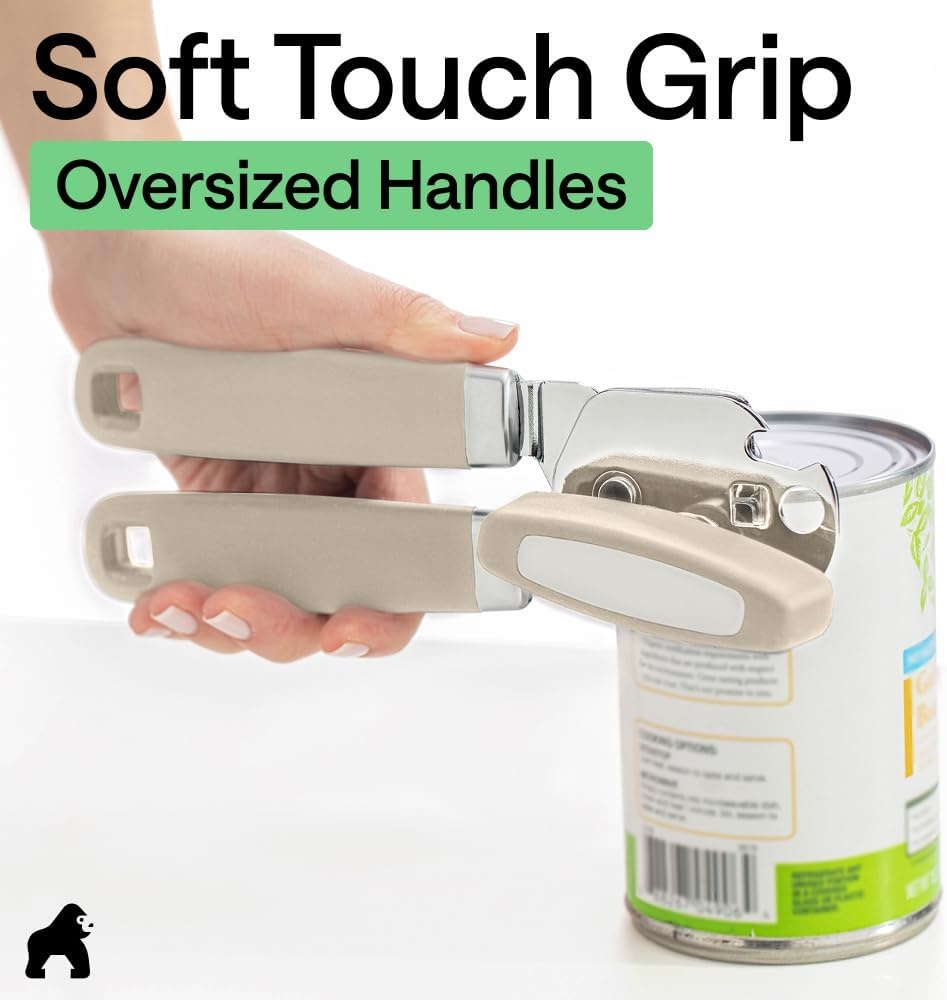 image:imageGORILLA GRIP Heavy Duty Stainless Steel Smooth Edge Manual Can Opener and Bottle Openers US Designed Comfortable Handle Oversized Handheld Turn Knob Multifunctional Kitchen Tool BlackAlmond