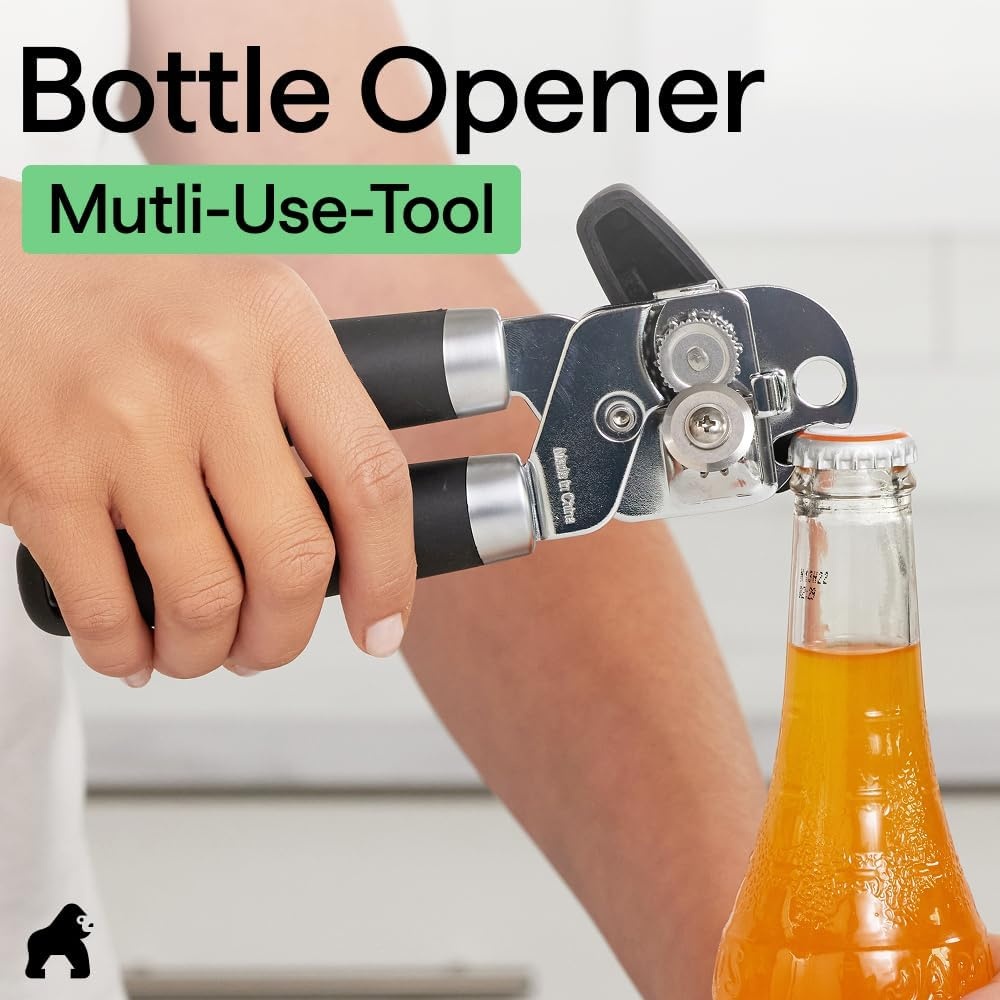image:imageGORILLA GRIP Heavy Duty Stainless Steel Smooth Edge Manual Can Opener and Bottle Openers US Designed Comfortable Handle Oversized Handheld Turn Knob Multifunctional Kitchen Tool BlackBlack