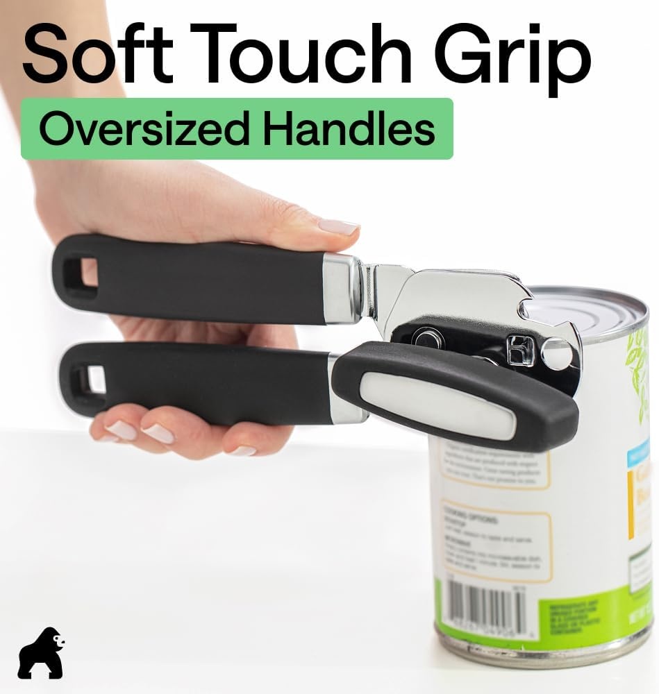 image:imageGORILLA GRIP Heavy Duty Stainless Steel Smooth Edge Manual Can Opener and Bottle Openers US Designed Comfortable Handle Oversized Handheld Turn Knob Multifunctional Kitchen Tool BlackBlack