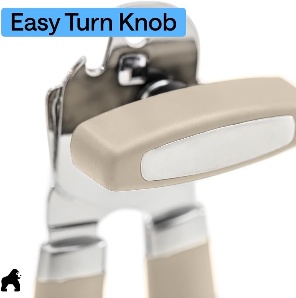 image:imageGORILLA GRIP Heavy Duty Stainless Steel Smooth Edge Manual Can Opener and Bottle Openers US Designed Comfortable Handle Oversized Handheld Turn Knob Multifunctional Kitchen Tool BlackAlmond
