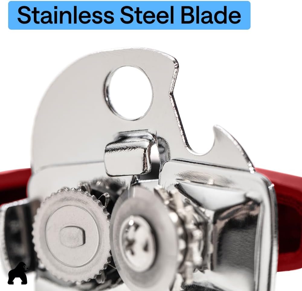 image:imageGORILLA GRIP Heavy Duty Stainless Steel Smooth Edge Manual Can Opener and Bottle Openers US Designed Comfortable Handle Oversized Handheld Turn Knob Multifunctional Kitchen Tool BlackRed