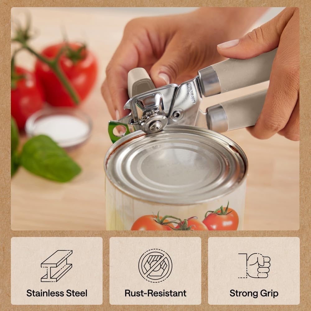 image:imageGORILLA GRIP Heavy Duty Stainless Steel Smooth Edge Manual Can Opener and Bottle Openers US Designed Comfortable Handle Oversized Handheld Turn Knob Multifunctional Kitchen Tool BlackAlmond