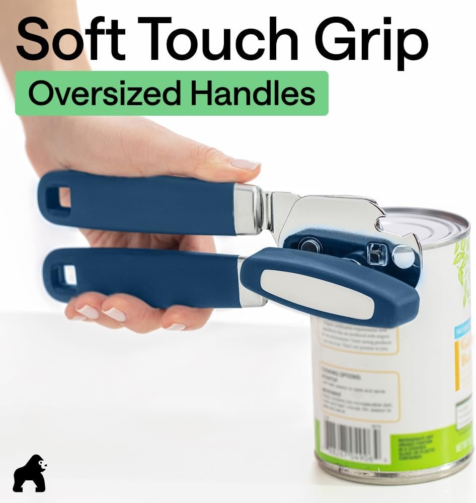 image:imageGORILLA GRIP Heavy Duty Stainless Steel Smooth Edge Manual Can Opener and Bottle Openers US Designed Comfortable Handle Oversized Handheld Turn Knob Multifunctional Kitchen Tool BlackBlue