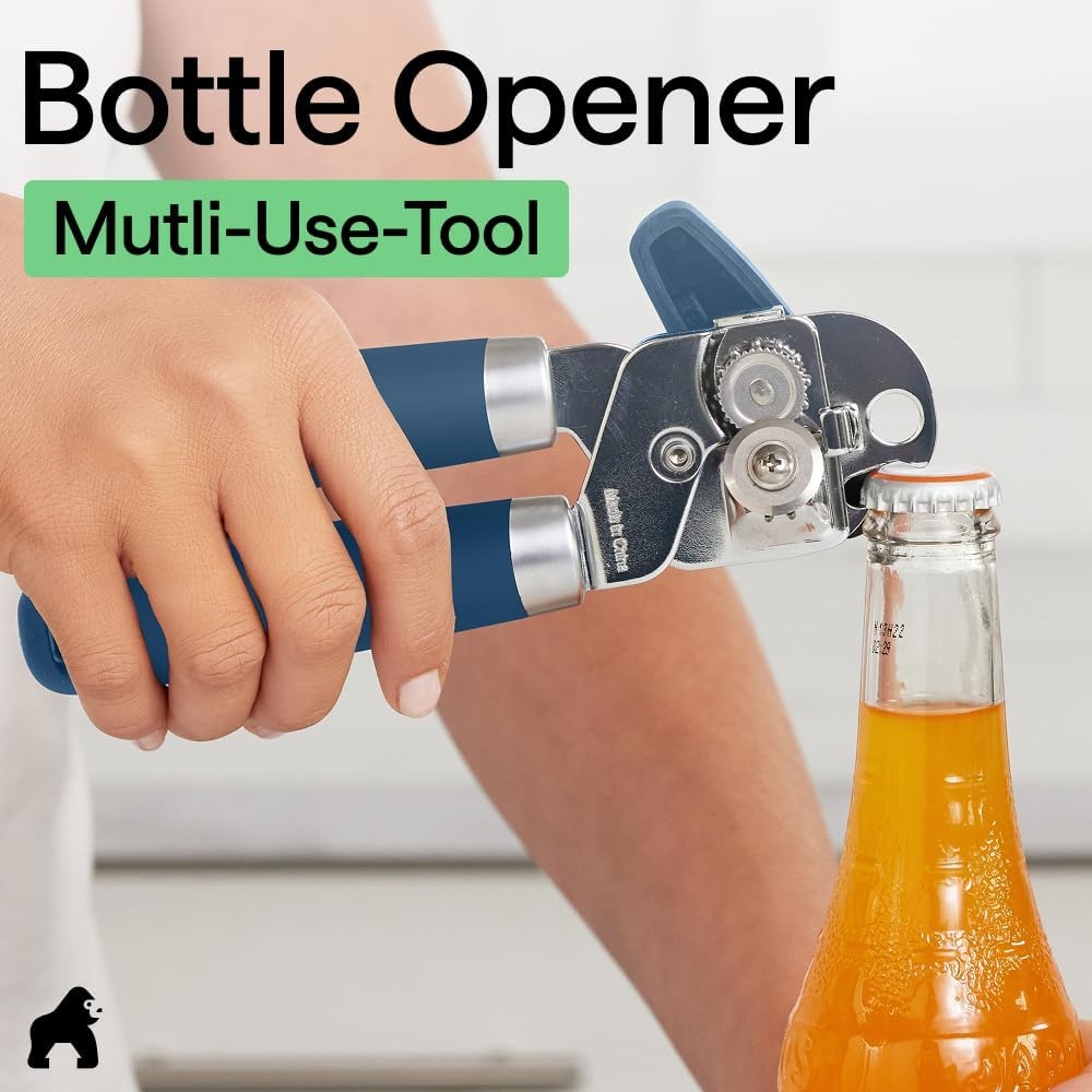 image:imageGORILLA GRIP Heavy Duty Stainless Steel Smooth Edge Manual Can Opener and Bottle Openers US Designed Comfortable Handle Oversized Handheld Turn Knob Multifunctional Kitchen Tool BlackBlue