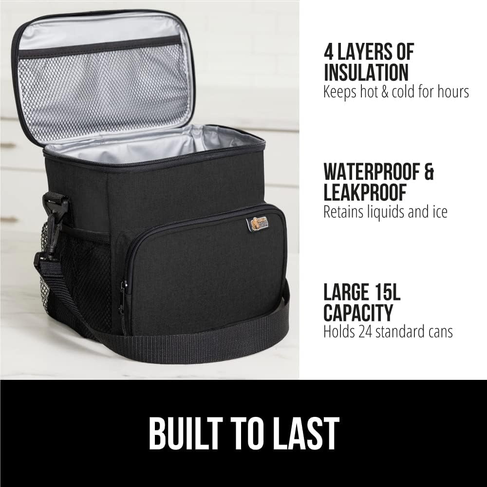 image:imageGORILLA GRIP Insulated Lunch Box Bag for Women Men15L Leakproof XL Reusable Soft Cooler Bags Multiple Compartments Mesh Pockets and Adjustable Strap Food Tote Keeps Drinks Cold 13x9 BlackBlack