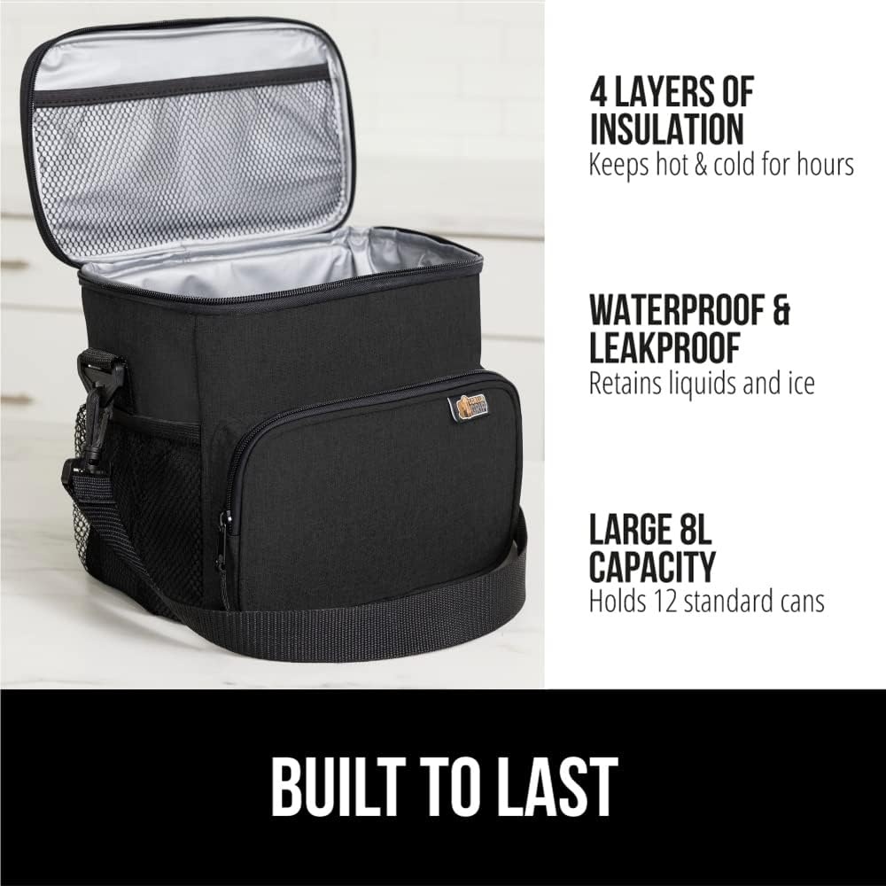 image:imageGORILLA GRIP Insulated Lunch Box Bag for Women Men15L Leakproof XL Reusable Soft Cooler Bags Multiple Compartments Mesh Pockets and Adjustable Strap Food Tote Keeps Drinks Cold 13x9 BlackBlack