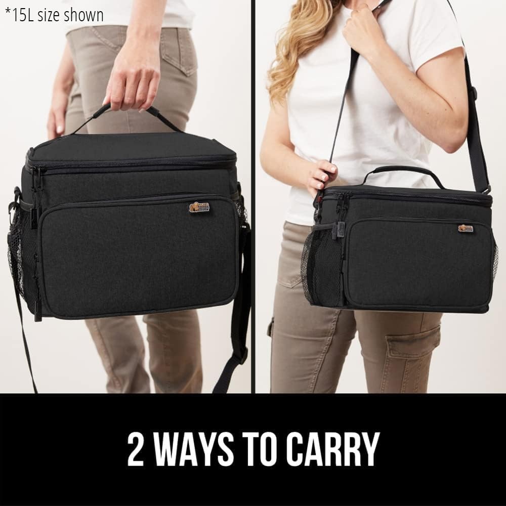 image:imageGORILLA GRIP Insulated Lunch Box Bag for Women Men15L Leakproof XL Reusable Soft Cooler Bags Multiple Compartments Mesh Pockets and Adjustable Strap Food Tote Keeps Drinks Cold 13x9 BlackBlack