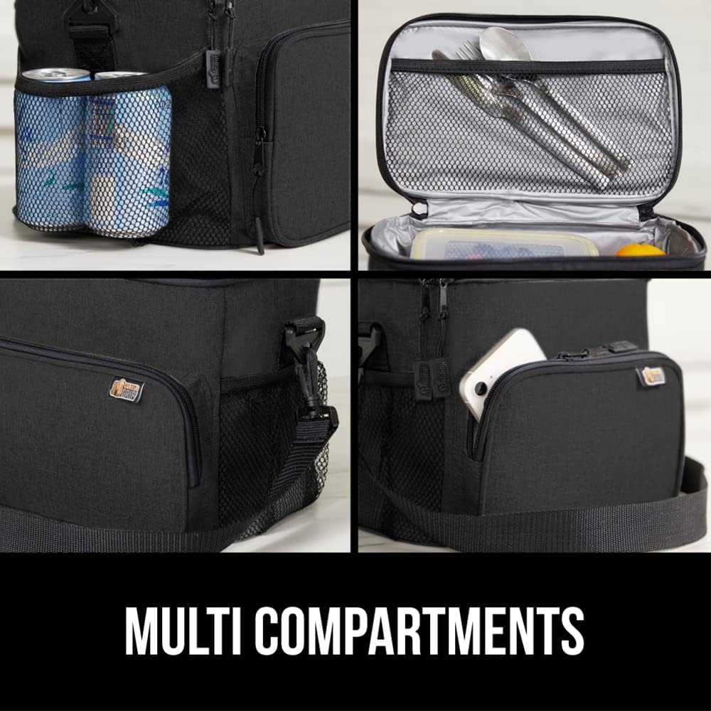 image:imageGORILLA GRIP Insulated Lunch Box Bag for Women Men15L Leakproof XL Reusable Soft Cooler Bags Multiple Compartments Mesh Pockets and Adjustable Strap Food Tote Keeps Drinks Cold 13x9 BlackBlack