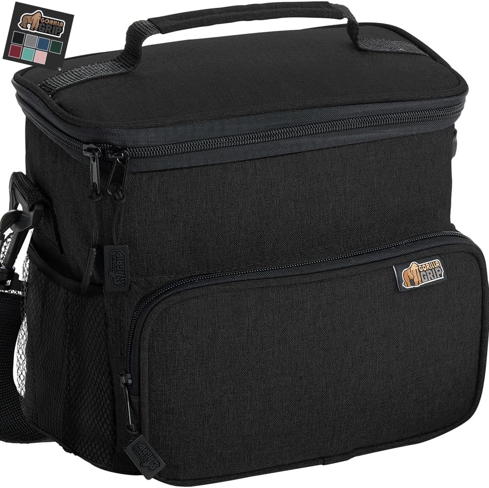 image:imageGORILLA GRIP Insulated Lunch Box Bag for Women Men15L Leakproof XL Reusable Soft Cooler Bags Multiple Compartments Mesh Pockets and Adjustable Strap Food Tote Keeps Drinks Cold 13x9 BlackBlack