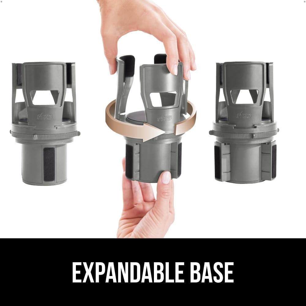 image:imageGORILLA GRIP Patent Pending Adjustable Car Cup Holder Expander Keeps Water Bottle Secure Expands to Fit 18 to 48 oz Large Bottles Yeti Owala Stanley with Handle Coffee Mug Insert for Cars BlackGray