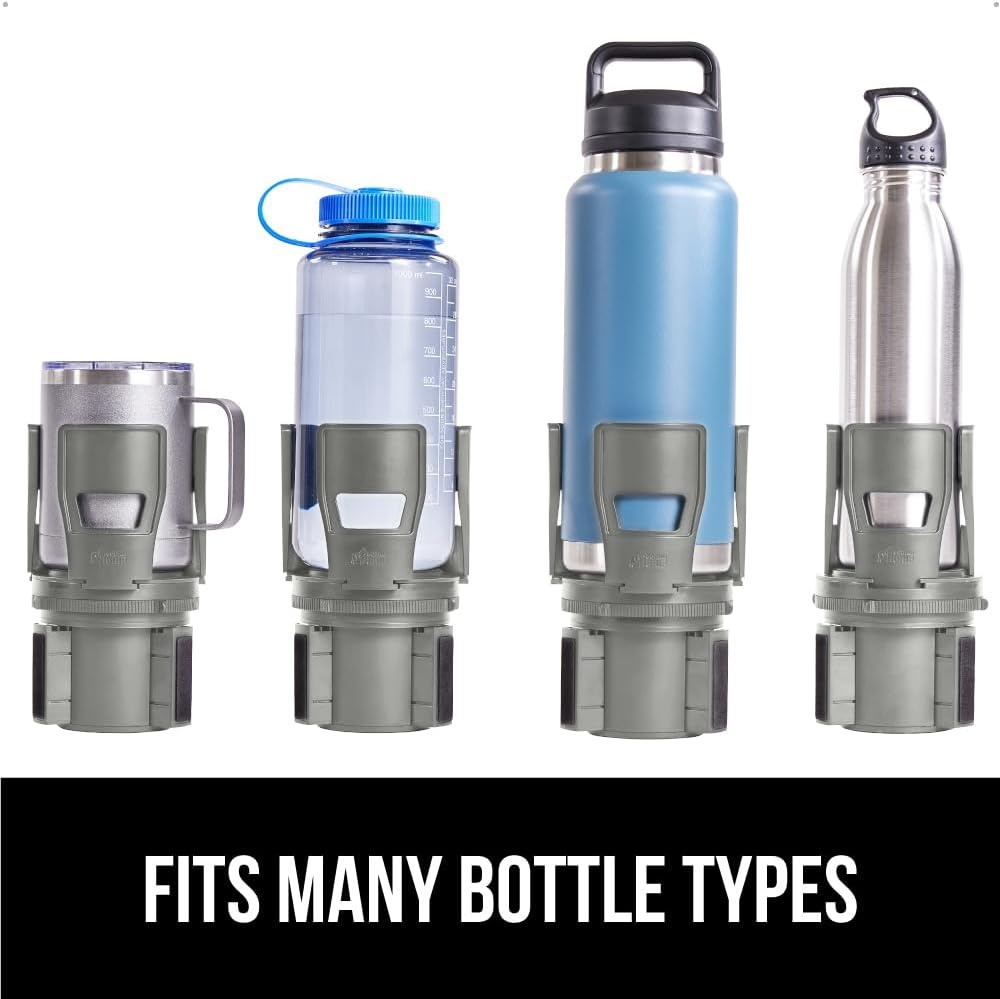 image:imageGORILLA GRIP Patent Pending Adjustable Car Cup Holder Expander Keeps Water Bottle Secure Expands to Fit 18 to 48 oz Large Bottles Yeti Owala Stanley with Handle Coffee Mug Insert for Cars BlackGray