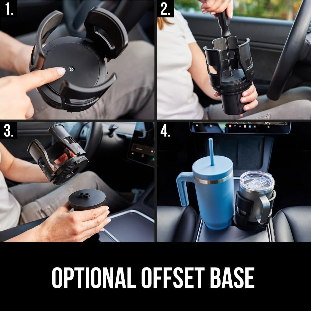 image:imageGORILLA GRIP Patent Pending Adjustable Car Cup Holder Expander Keeps Water Bottle Secure Expands to Fit 18 to 48 oz Large Bottles Yeti Owala Stanley with Handle Coffee Mug Insert for Cars BlackBlack