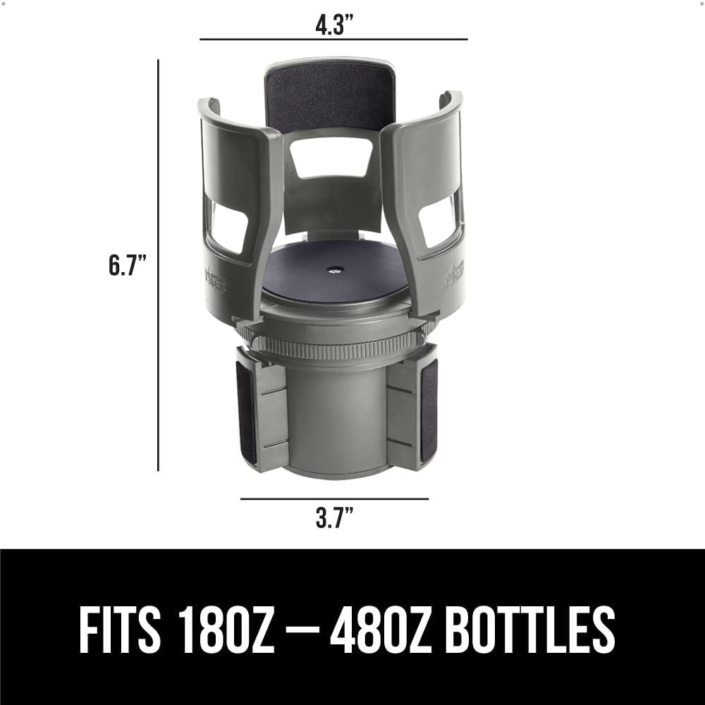 image:imageGORILLA GRIP Patent Pending Adjustable Car Cup Holder Expander Keeps Water Bottle Secure Expands to Fit 18 to 48 oz Large Bottles Yeti Owala Stanley with Handle Coffee Mug Insert for Cars BlackGray