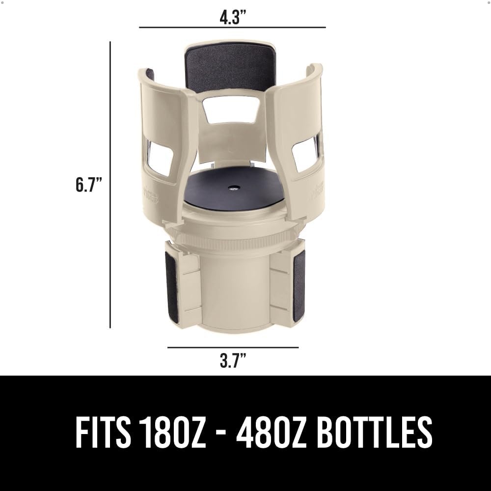 image:imageGORILLA GRIP Patent Pending Adjustable Car Cup Holder Expander Keeps Water Bottle Secure Expands to Fit 18 to 48 oz Large Bottles Yeti Owala Stanley with Handle Coffee Mug Insert for Cars BlackTan