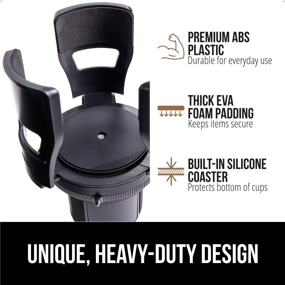 image:imageGORILLA GRIP Patent Pending Adjustable Car Cup Holder Expander Keeps Water Bottle Secure Expands to Fit 18 to 48 oz Large Bottles Yeti Owala Stanley with Handle Coffee Mug Insert for Cars BlackBlack