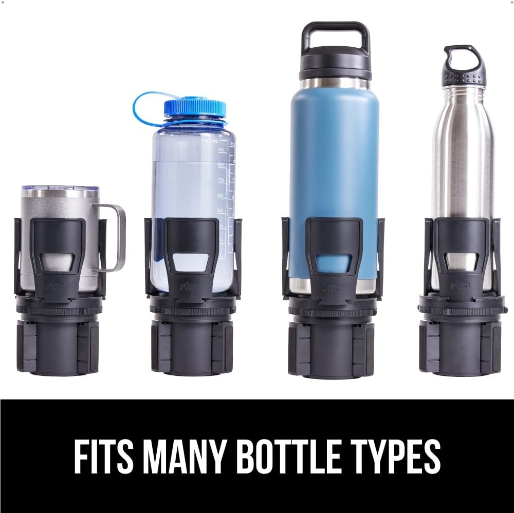 image:imageGORILLA GRIP Patent Pending Adjustable Car Cup Holder Expander Keeps Water Bottle Secure Expands to Fit 18 to 48 oz Large Bottles Yeti Owala Stanley with Handle Coffee Mug Insert for Cars BlackBlack