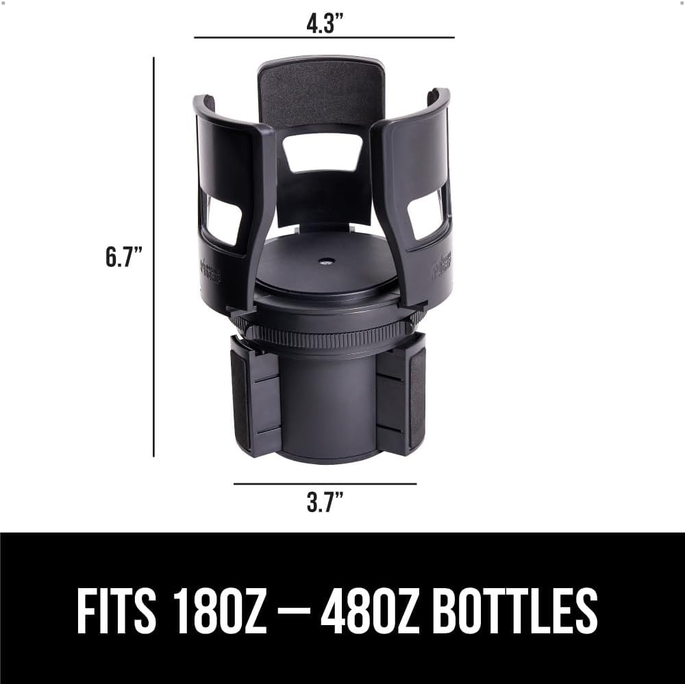 image:imageGORILLA GRIP Patent Pending Adjustable Car Cup Holder Expander Keeps Water Bottle Secure Expands to Fit 18 to 48 oz Large Bottles Yeti Owala Stanley with Handle Coffee Mug Insert for Cars BlackBlack
