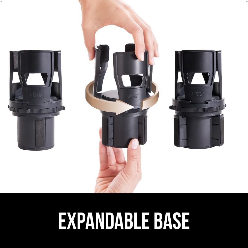 image:imageGORILLA GRIP Patent Pending Adjustable Car Cup Holder Expander Keeps Water Bottle Secure Expands to Fit 18 to 48 oz Large Bottles Yeti Owala Stanley with Handle Coffee Mug Insert for Cars BlackBlack
