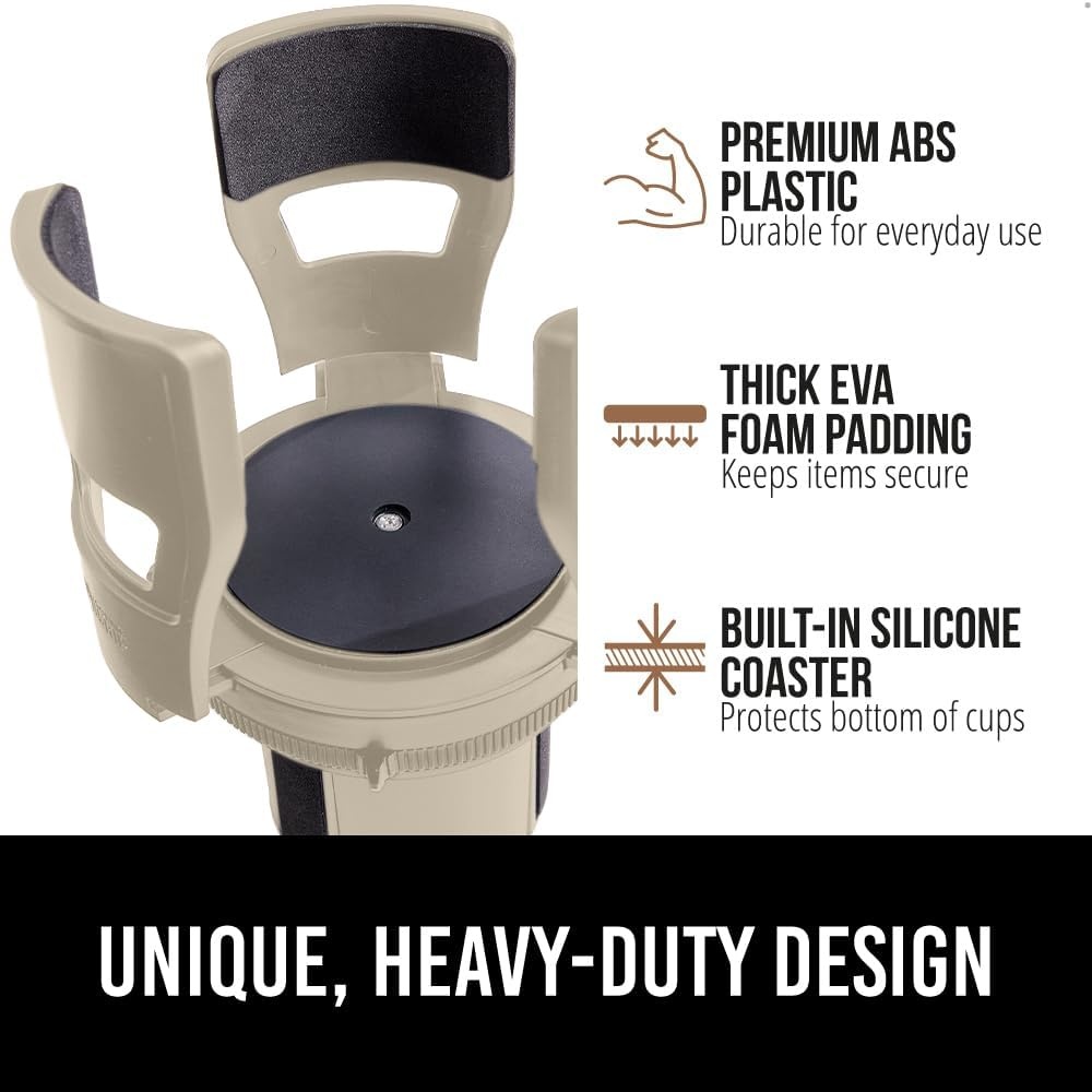 image:imageGORILLA GRIP Patent Pending Adjustable Car Cup Holder Expander Keeps Water Bottle Secure Expands to Fit 18 to 48 oz Large Bottles Yeti Owala Stanley with Handle Coffee Mug Insert for Cars BlackTan