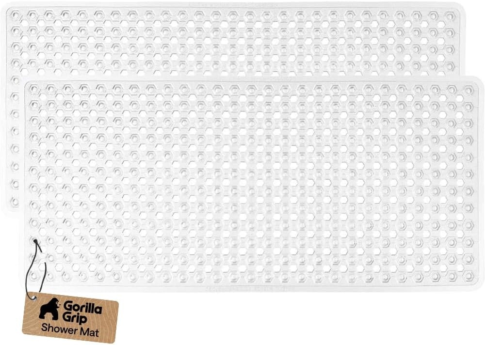 image:imageGORILLA GRIP Patented Bath Tub Shower Mat Machine Washable Bathtub Floor Liner Mats Suction Cups and Drain Holes to Keep Tubs Clean Soft on Feet Bathroom Essentials 35x16 Inch ClearClear