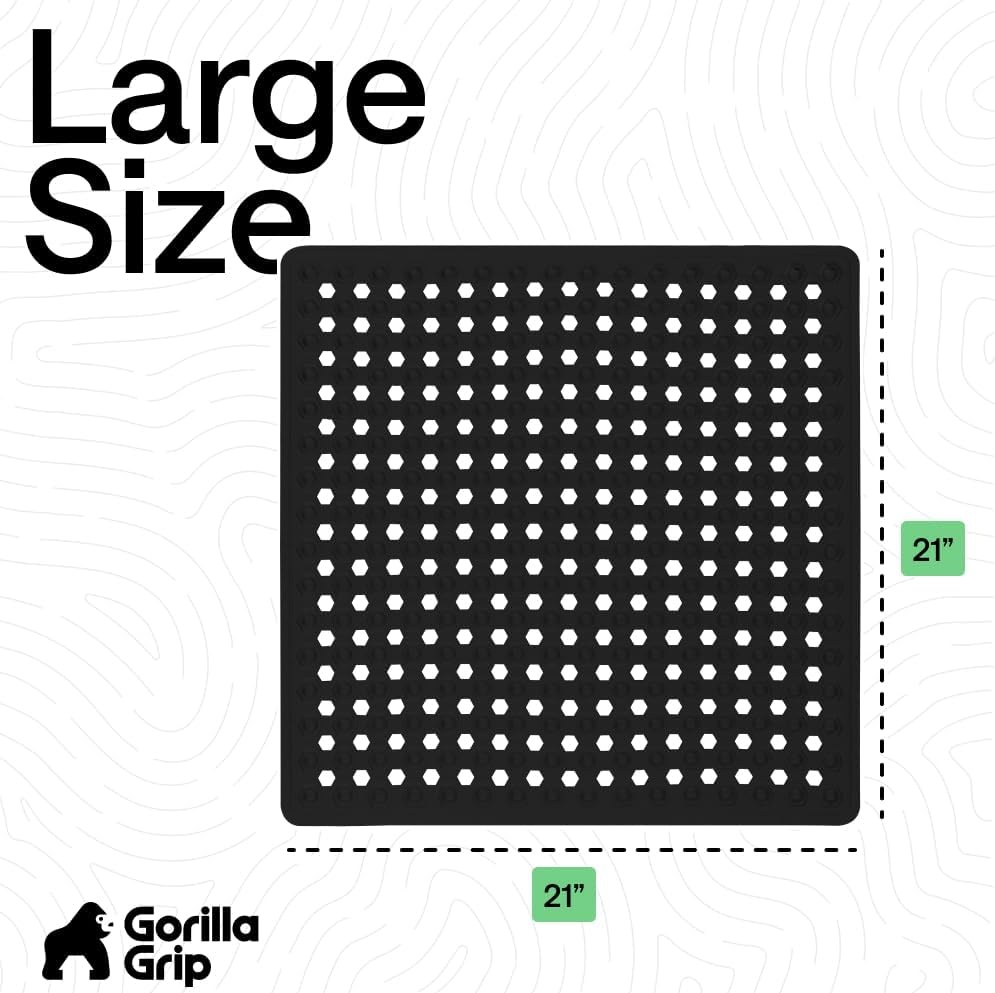 image:imageGORILLA GRIP Patented Bath Tub Shower Mat Machine Washable Bathtub Floor Liner Mats Suction Cups and Drain Holes to Keep Tubs Clean Soft on Feet Bathroom Essentials 35x16 Inch ClearBlack Opaque