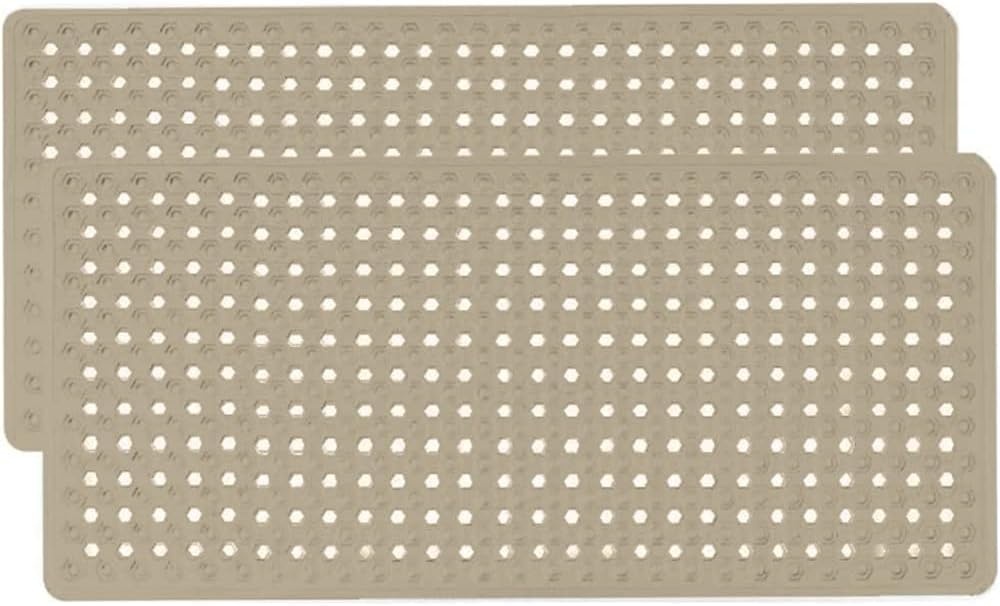 image:imageGORILLA GRIP Patented Bath Tub Shower Mat Machine Washable Bathtub Floor Liner Mats Suction Cups and Drain Holes to Keep Tubs Clean Soft on Feet Bathroom Essentials 35x16 Inch ClearBeige Opaque