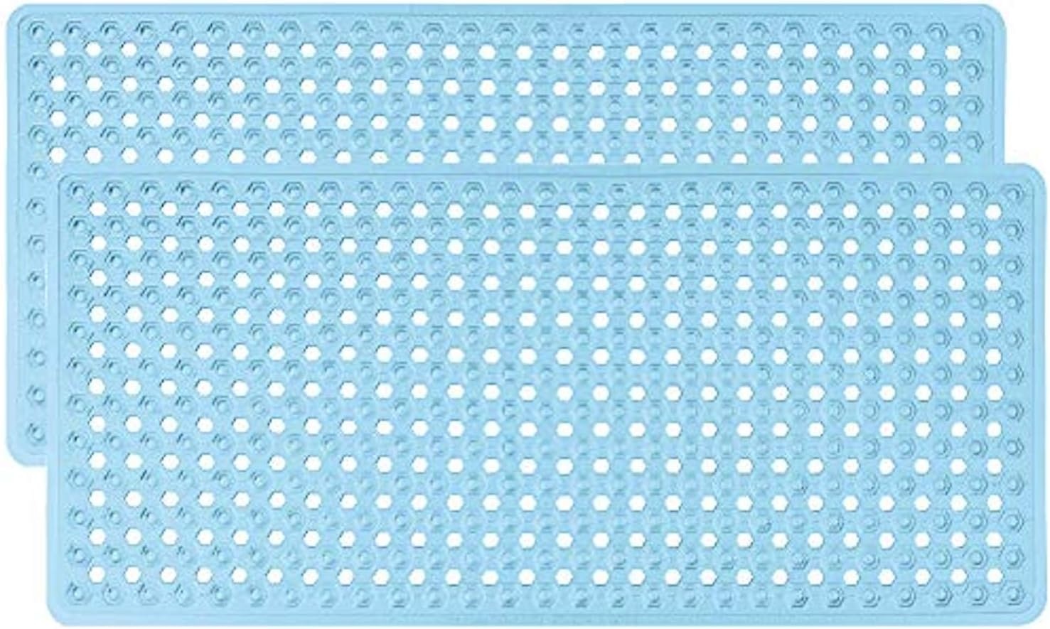 image:imageGORILLA GRIP Patented Bath Tub Shower Mat Machine Washable Bathtub Floor Liner Mats Suction Cups and Drain Holes to Keep Tubs Clean Soft on Feet Bathroom Essentials 35x16 Inch ClearBlue Translucent