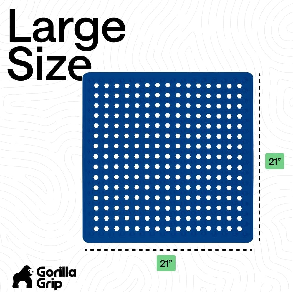 image:imageGORILLA GRIP Patented Bath Tub Shower Mat Machine Washable Bathtub Floor Liner Mats Suction Cups and Drain Holes to Keep Tubs Clean Soft on Feet Bathroom Essentials 35x16 Inch ClearRoyal Blue Opaque