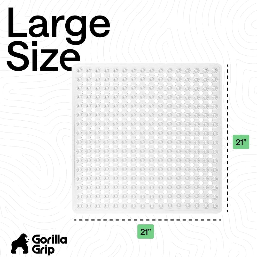 image:imageGORILLA GRIP Patented Bath Tub Shower Mat Machine Washable Bathtub Floor Liner Mats Suction Cups and Drain Holes to Keep Tubs Clean Soft on Feet Bathroom Essentials 35x16 Inch ClearClear