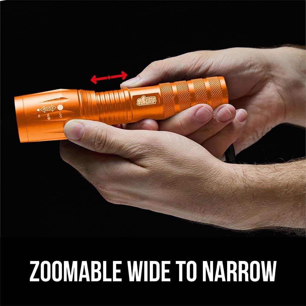 image:imageGORILLA GRIP Powerful LED Tactical Flashlight 750 FT High Lumens 5 Adjustable Modes Water Resistant Ultra Bright Zoom Flashlights Small Mini Flash Light Camping Night Dog Walking TurquoiseOrange