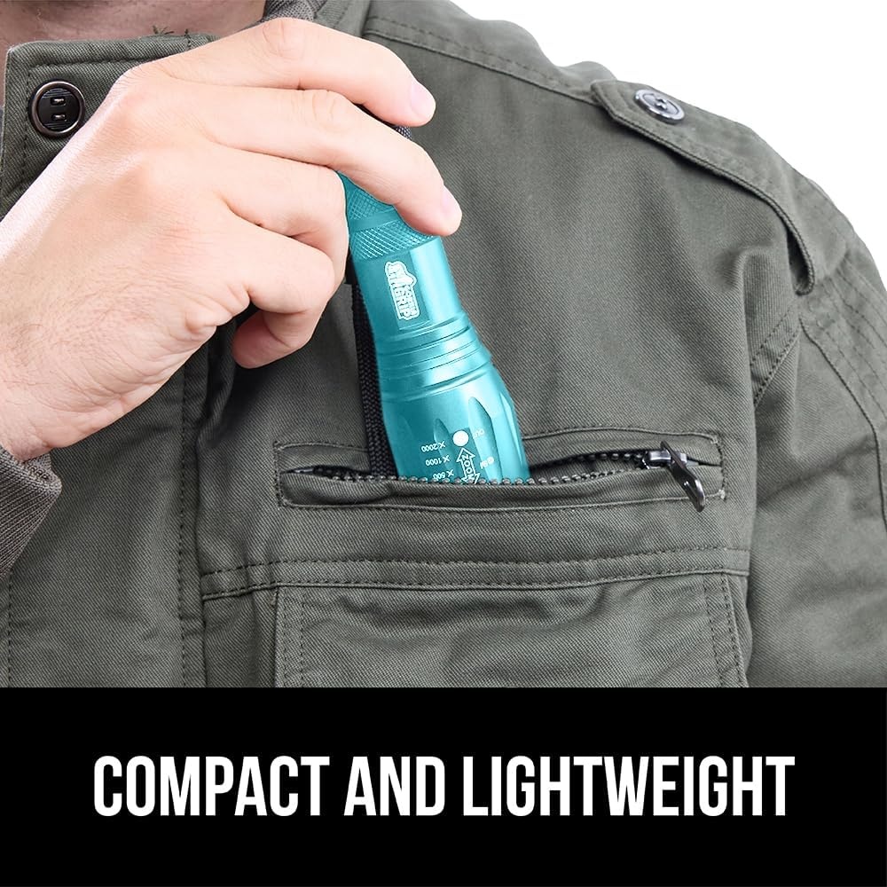 image:imageGORILLA GRIP Powerful LED Tactical Flashlight 750 FT High Lumens 5 Adjustable Modes Water Resistant Ultra Bright Zoom Flashlights Small Mini Flash Light Camping Night Dog Walking TurquoiseTurquoise