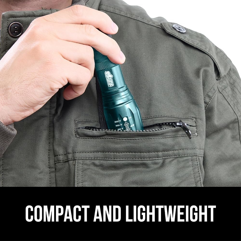 image:imageGORILLA GRIP Powerful LED Tactical Flashlight 750 FT High Lumens 5 Adjustable Modes Water Resistant Ultra Bright Zoom Flashlights Small Mini Flash Light Camping Night Dog Walking TurquoiseTeal Blue