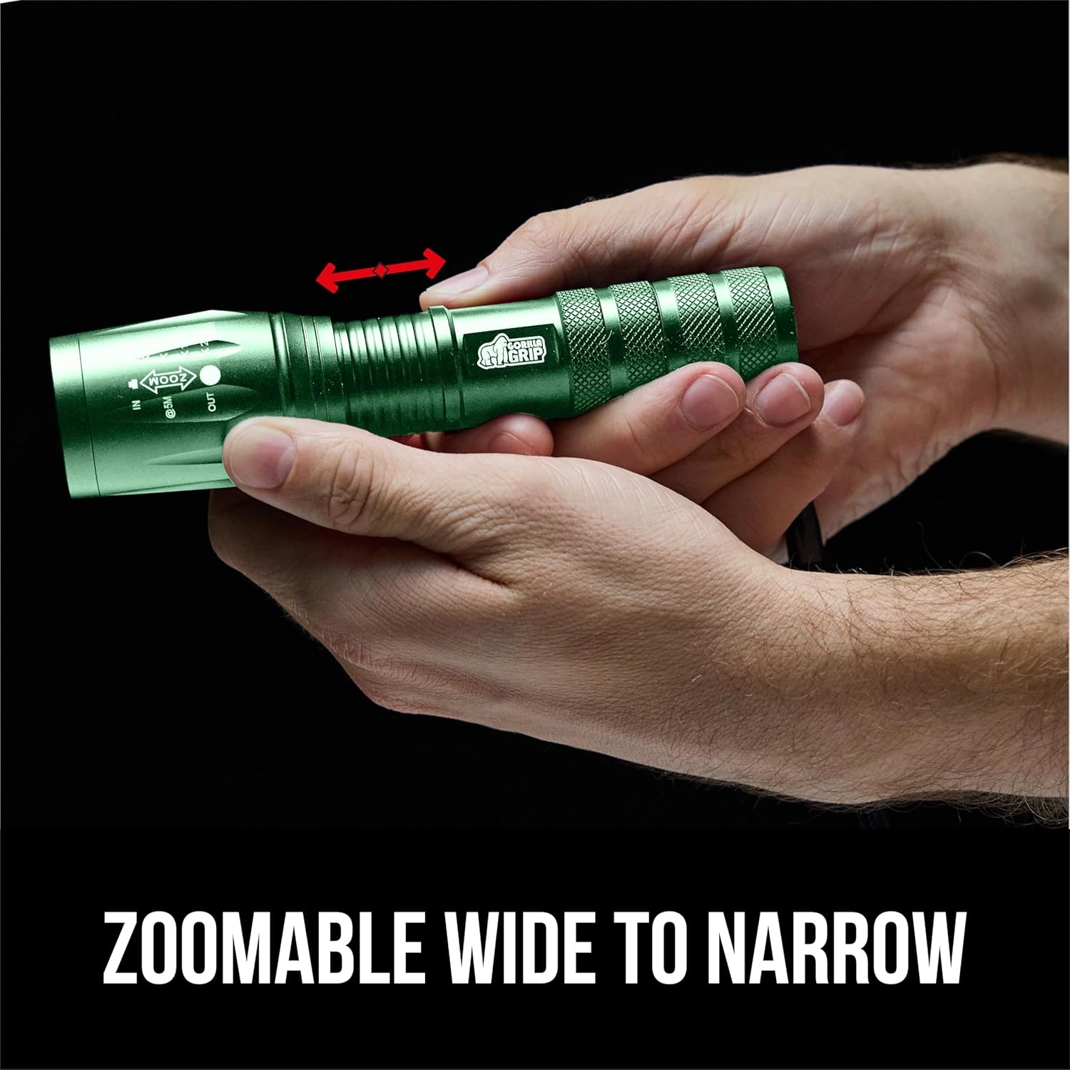 image:imageGORILLA GRIP Powerful LED Tactical Flashlight 750 FT High Lumens 5 Adjustable Modes Water Resistant Ultra Bright Zoom Flashlights Small Mini Flash Light Camping Night Dog Walking TurquoiseHunter Green