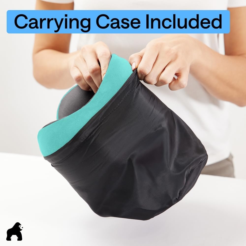 image:imageGORILLA GRIP Travel Neck Pillow for Airplanes CertiPURUS Memory Foam Cooling Mesh Pillows Soft Velvet Washable Cover Support Headrest for Sleeping Traveling Essentials Flight Accessories BlackTurquoise