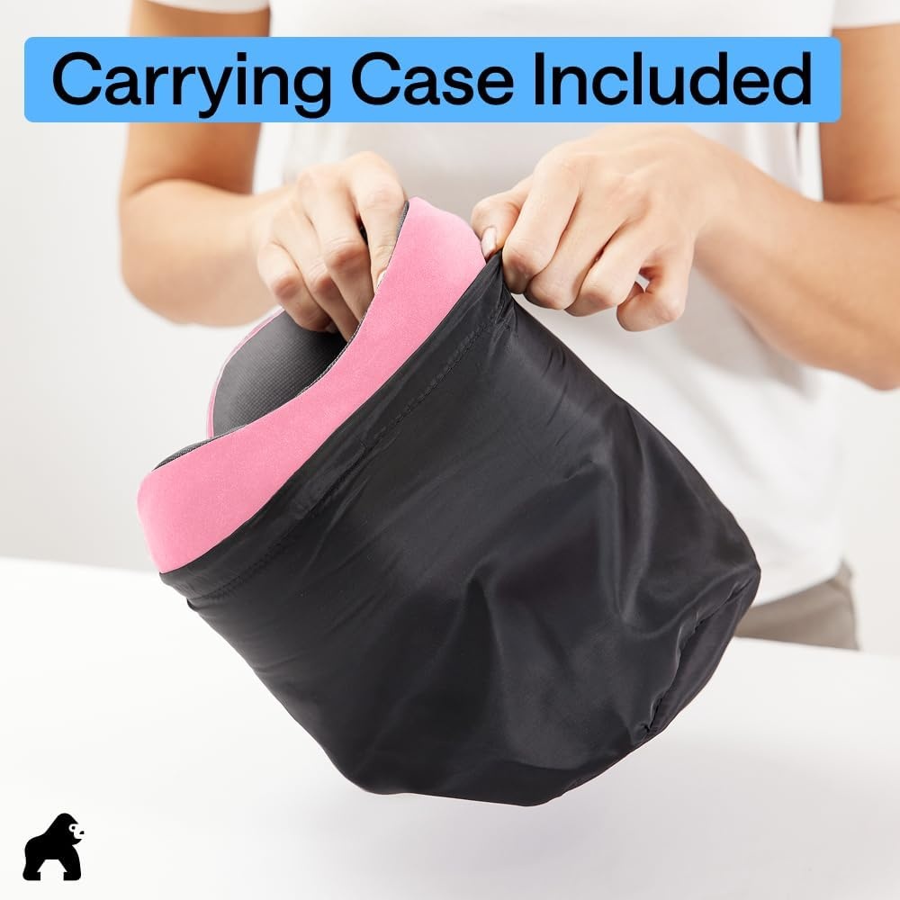 image:imageGORILLA GRIP Travel Neck Pillow for Airplanes CertiPURUS Memory Foam Cooling Mesh Pillows Soft Velvet Washable Cover Support Headrest for Sleeping Traveling Essentials Flight Accessories BlackPink