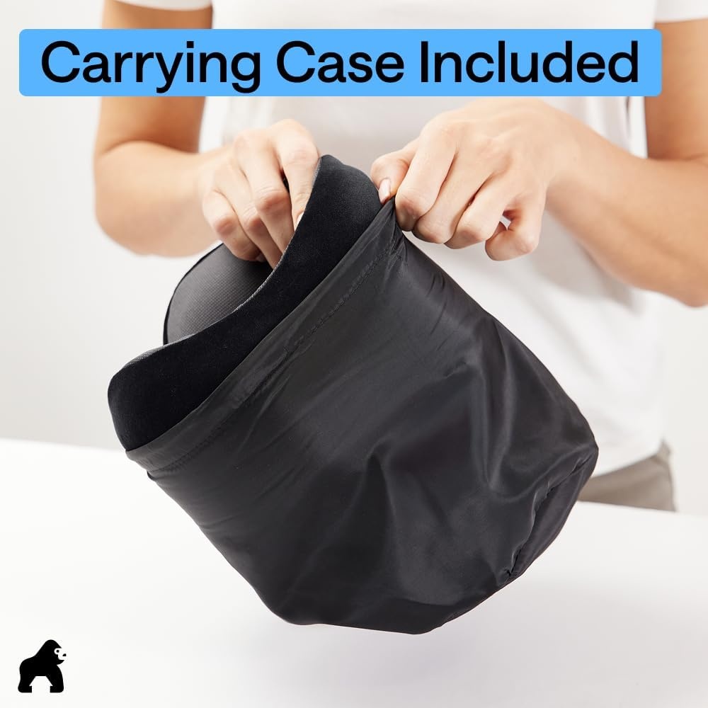 image:imageGORILLA GRIP Travel Neck Pillow for Airplanes CertiPURUS Memory Foam Cooling Mesh Pillows Soft Velvet Washable Cover Support Headrest for Sleeping Traveling Essentials Flight Accessories BlackBlack