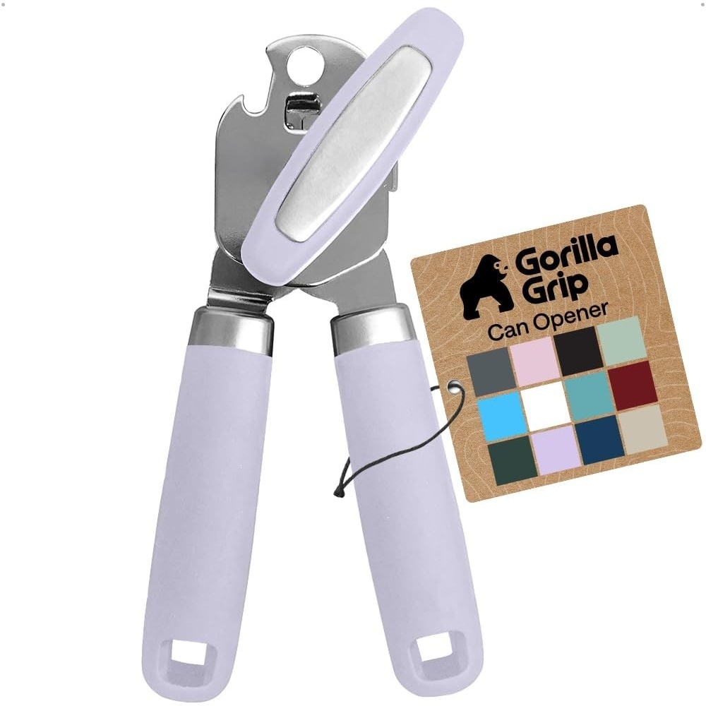 image:imageGORILLA GRIP Heavy Duty Stainless Steel Smooth Edge Manual Can Opener and Bottle Openers US Designed Comfortable Handle Oversized Handheld Turn Knob Multifunctional Kitchen Tool BlackLavender