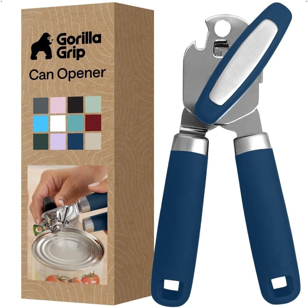image:imageGORILLA GRIP Heavy Duty Stainless Steel Smooth Edge Manual Can Opener and Bottle Openers US Designed Comfortable Handle Oversized Handheld Turn Knob Multifunctional Kitchen Tool BlackBlue