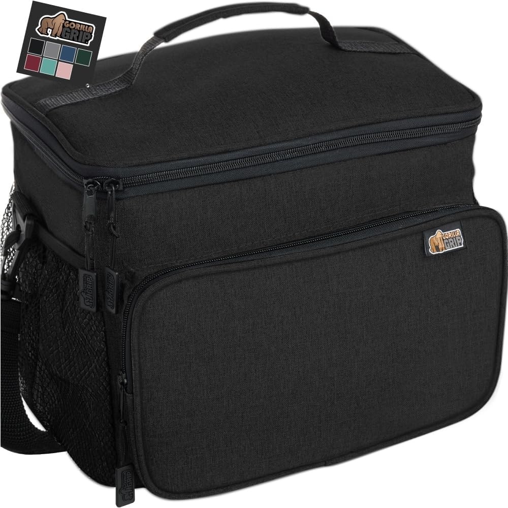image:imageGORILLA GRIP Insulated Lunch Box Bag for Women Men15L Leakproof XL Reusable Soft Cooler Bags Multiple Compartments Mesh Pockets and Adjustable Strap Food Tote Keeps Drinks Cold 13x9 BlackBlack